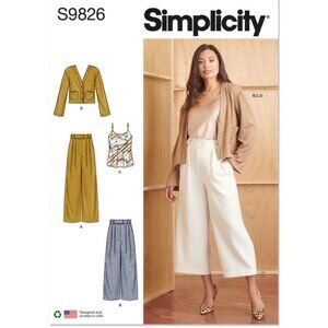 Simplicity Pattern 9826 Camisole Cardigan Pants 2 Lengths Sizes 12-20 New Uncut